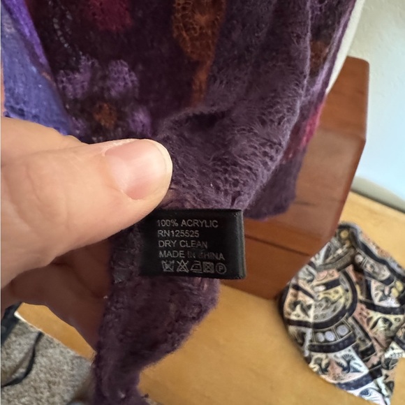 Purple and Orange Floral Scarf - Picture 2 of 2